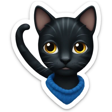 Dressed in blue knit black cat sticker