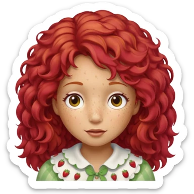 strawberry shortcake the character but with wild eyes and frizzy hair to mimic an insane person sticker
