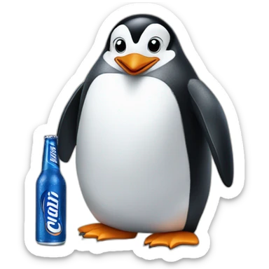 penguin with a bud light sticker