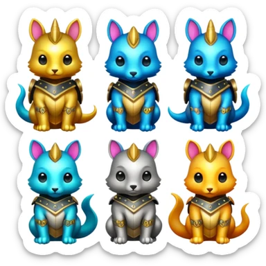 armored cute animals sticker