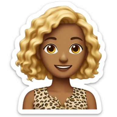 sunny day with stylish girl with a cheetah print top sticker