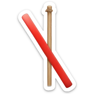 2 poles with a red strip between them sticker