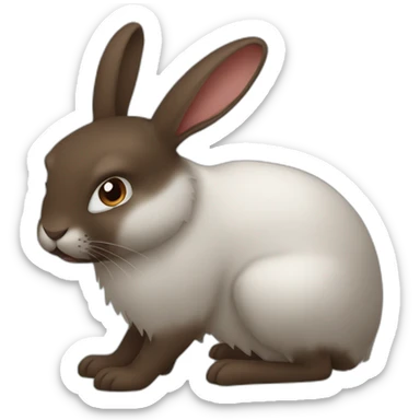 a dark brown rabbit eaten hair sticker