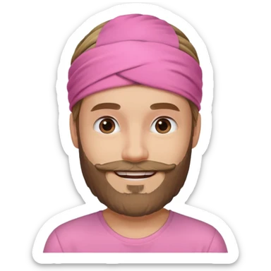 man bearded sport pink headband sticker