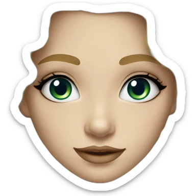 caucasian long curly blonde blue eyes green makeup girl sticker