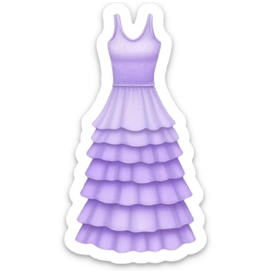 A lavender purple tiered sparkly dress. The layers should be slightly different shades of lavender and should be long  sticker