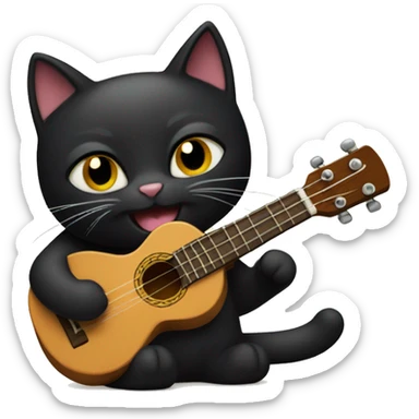 A black cat playing the ukulele sticker