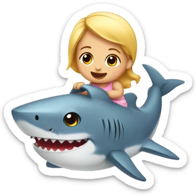 Cute baby girl, riding a shark sticker