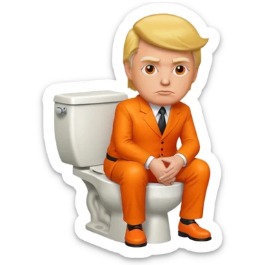 donald trump on a toliet, make his skin orange sticker