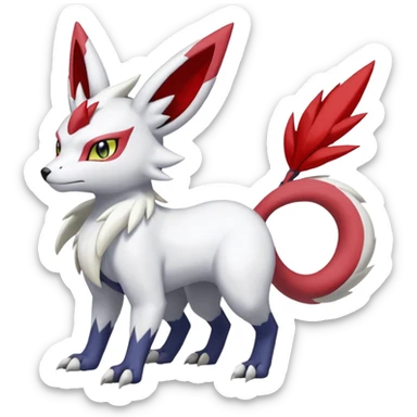 Garurumon-Zangoose-Meloetta-Renamon-Absol-fusion-hybrid-creature (full body) sticker