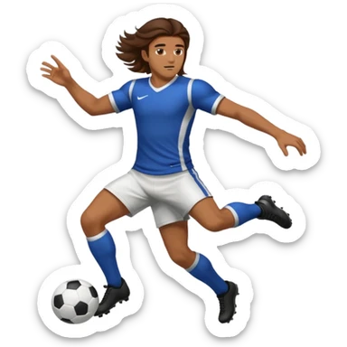 Long Haired Football Players, Male player with long hair kicking ball sticker