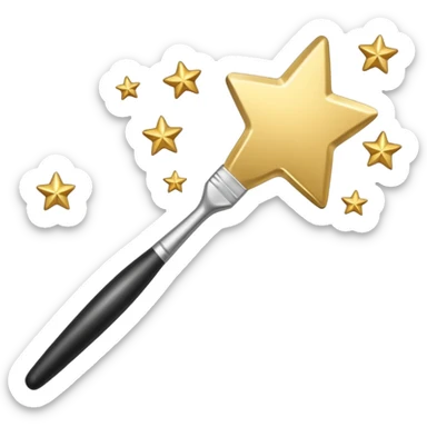 a painting brush with shiny stars sticker