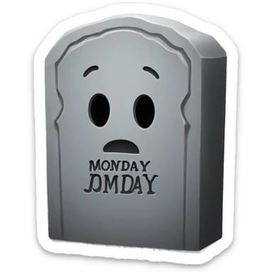 Tombstone that says MONDAY sticker