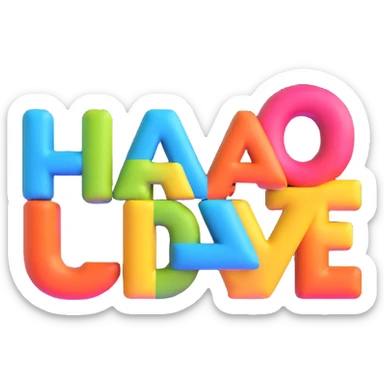 floating 3D inscription, raised text, bright colors, high saturation, prominent details, on white background sticker