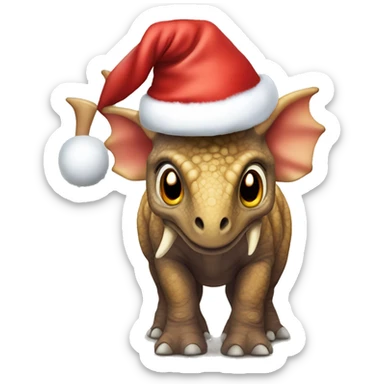 A triceratops with Christmas hat sticker