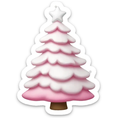 white and pink christmas tree sticker