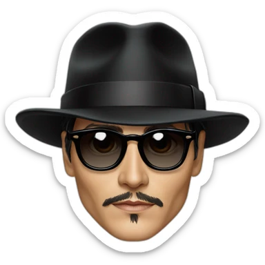 johnny-depp-in-black-hat-and-dark-glasses sticker