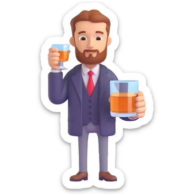 a person with a whiskey glass sticker