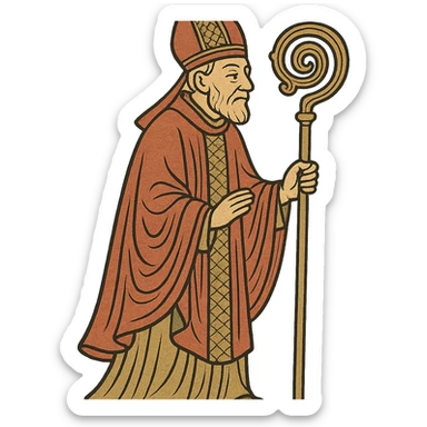 ukiyo-e style bishop dressed in red sticker