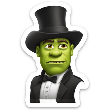 Shrek with a top hat rambo sticker