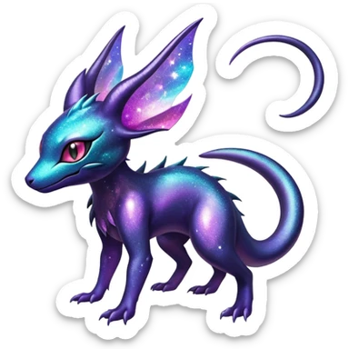 Shiny Ethereal Celestial Nebulae Salandit-Noivern-Espeon-Hybrid (Full body) sticker
