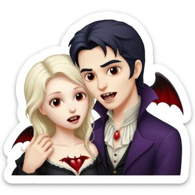 Vampire man biting angel woman on her neck sticker