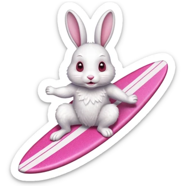 Surfing red glitter rabbit Happy  sticker