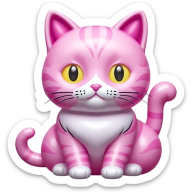 rococo kawaii style inflatable pink puffy cat sculpture  sticker