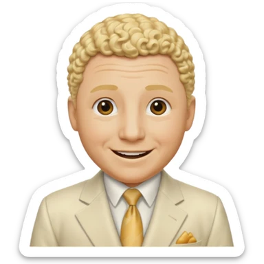 Curly Howard from the Three Stooges with blonde hair, ivory suit sticker