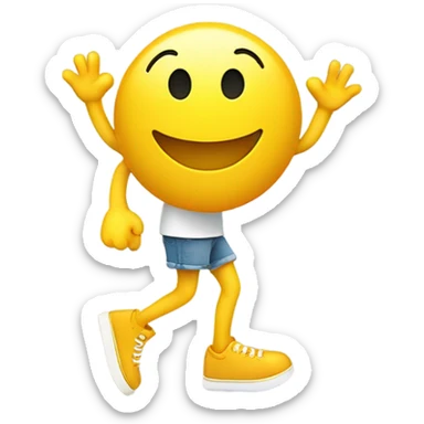 Smiley face with legs going shopping ￼ sticker