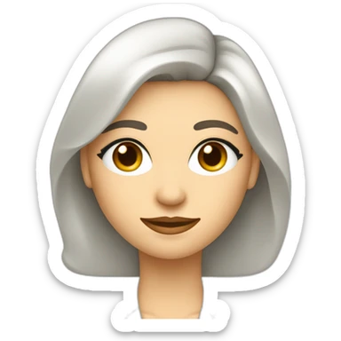 Femme coupe carré blanche yeux noisette visage mi rond mi triangulaire air attendrissant sticker