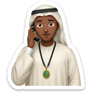 Saudi man in traditional attire talking on the phone sticker