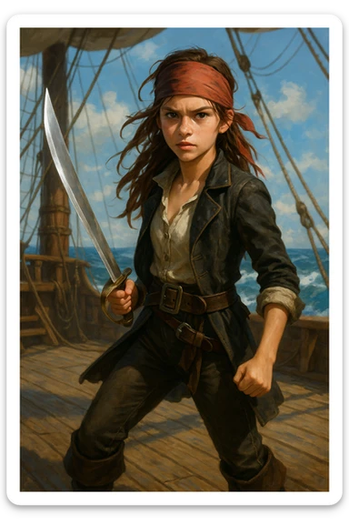 Une pirate  ( fille ) ados de 16 ans qui adore combattre en épée sticker