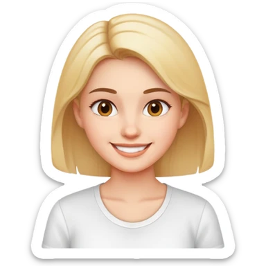 smiling girl in white shirt sticker