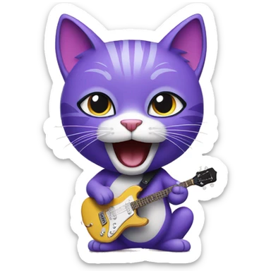 purple cat singing, cat in Elvis presley costume sticker