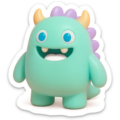 cute monster character, toy-like, colorful sticker