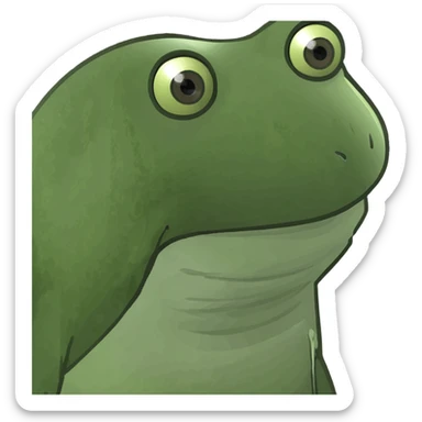 an amazed bufo frog, wide eyes, surprised expression, green, cartoon style sticker