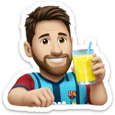 messi drinking  lemonade sticker