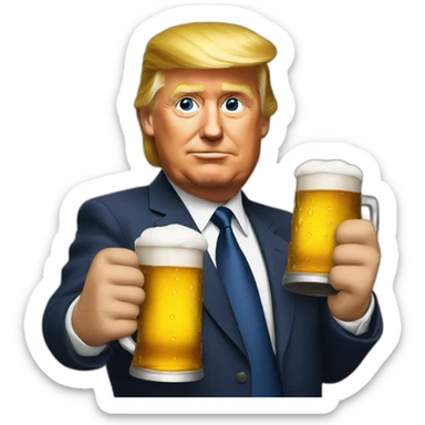 trump hold a beer sticker