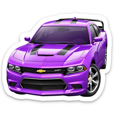 Purple Chevy charger with black stripes sticker