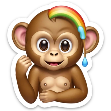 Monkey, barf rainbow sticker