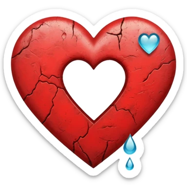 heart with a teardrop and grunge texture sticker