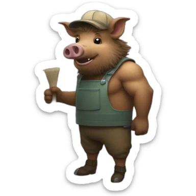 boar as dustman sticker