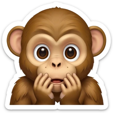 A monkey covering his mouth  sticker