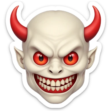 a demon face with a smirk sticker