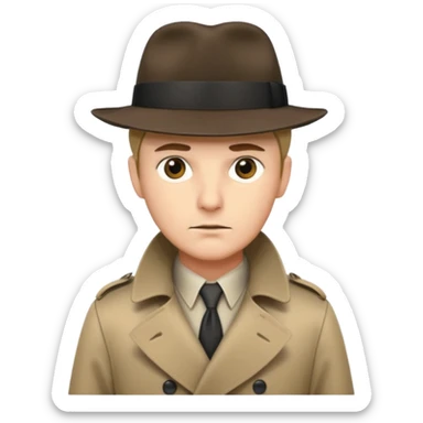 classic detective with trench coat and hat sticker