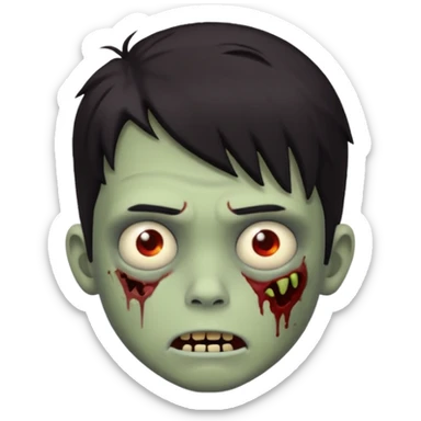boy zombie with dark hair, classic emoji style sticker