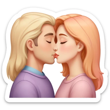 beautiful lush pastel warm-colored romantic kiss couple sticker