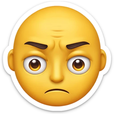 A classic round yellow emoji with furrowed eyebrows, giving an intense and serious expression. Its eyes are slightly narrowed, and the mouth is curved into a frown, conveying frustration or determination sticker