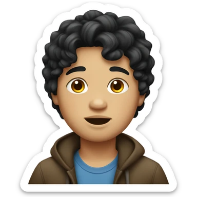 A chubby young boy with black wavy hair. sticker